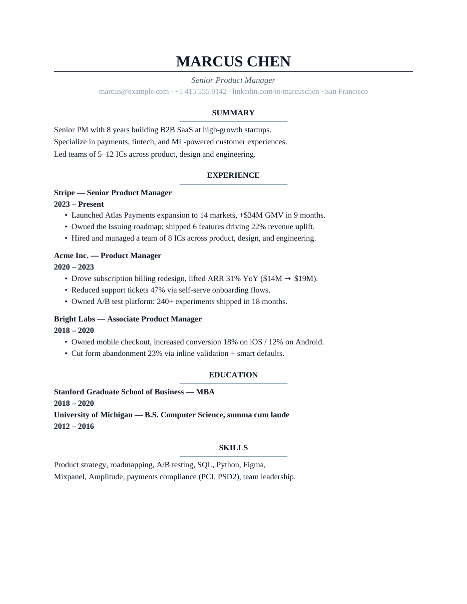classic resume template