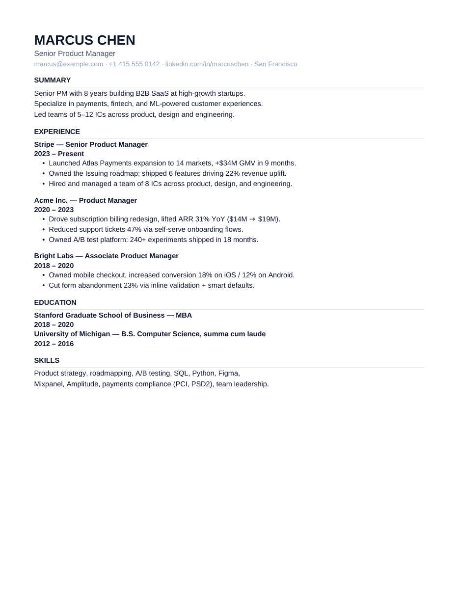 compact resume template