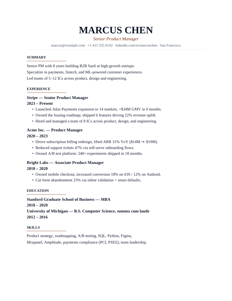 editorial resume template