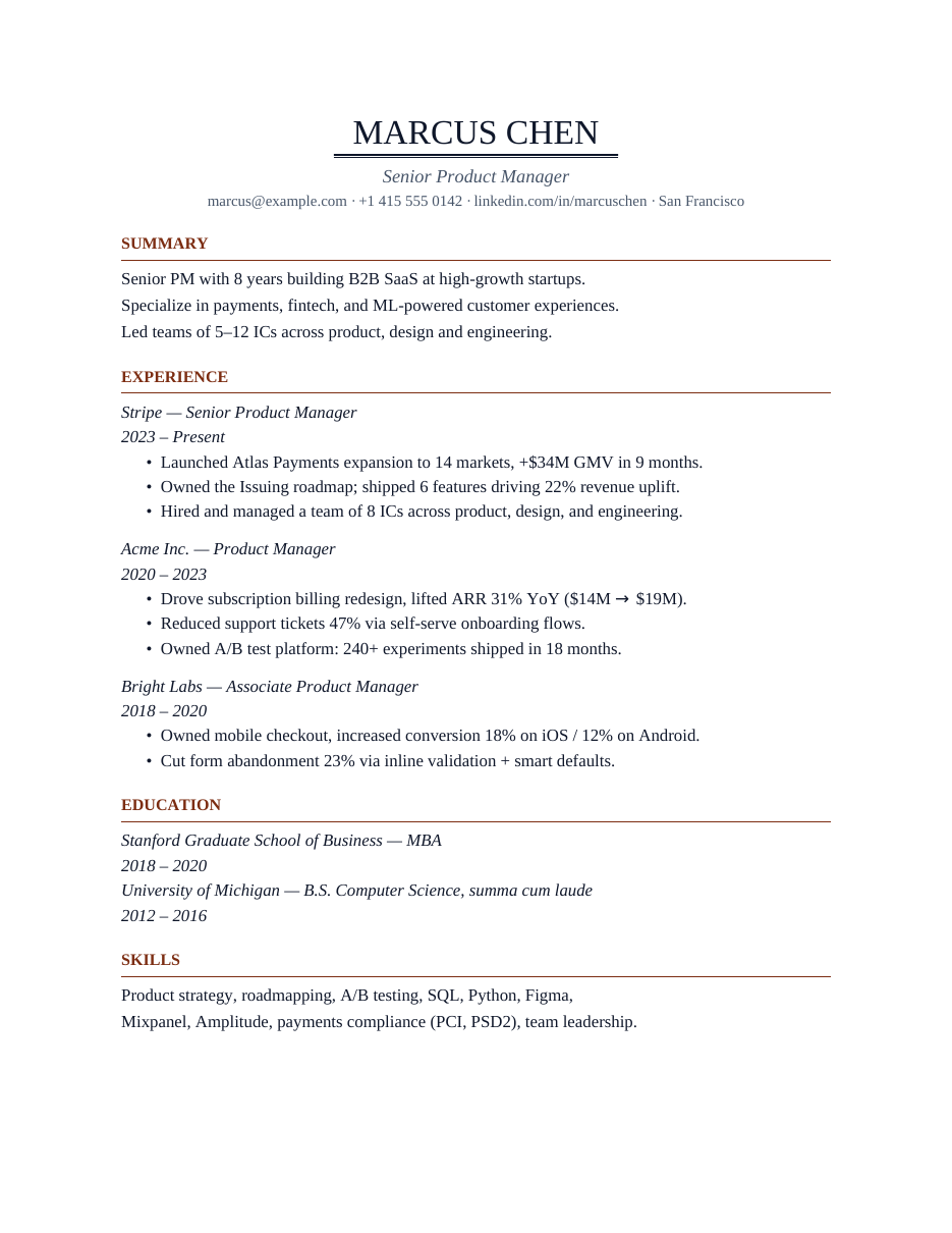 manuscript resume template
