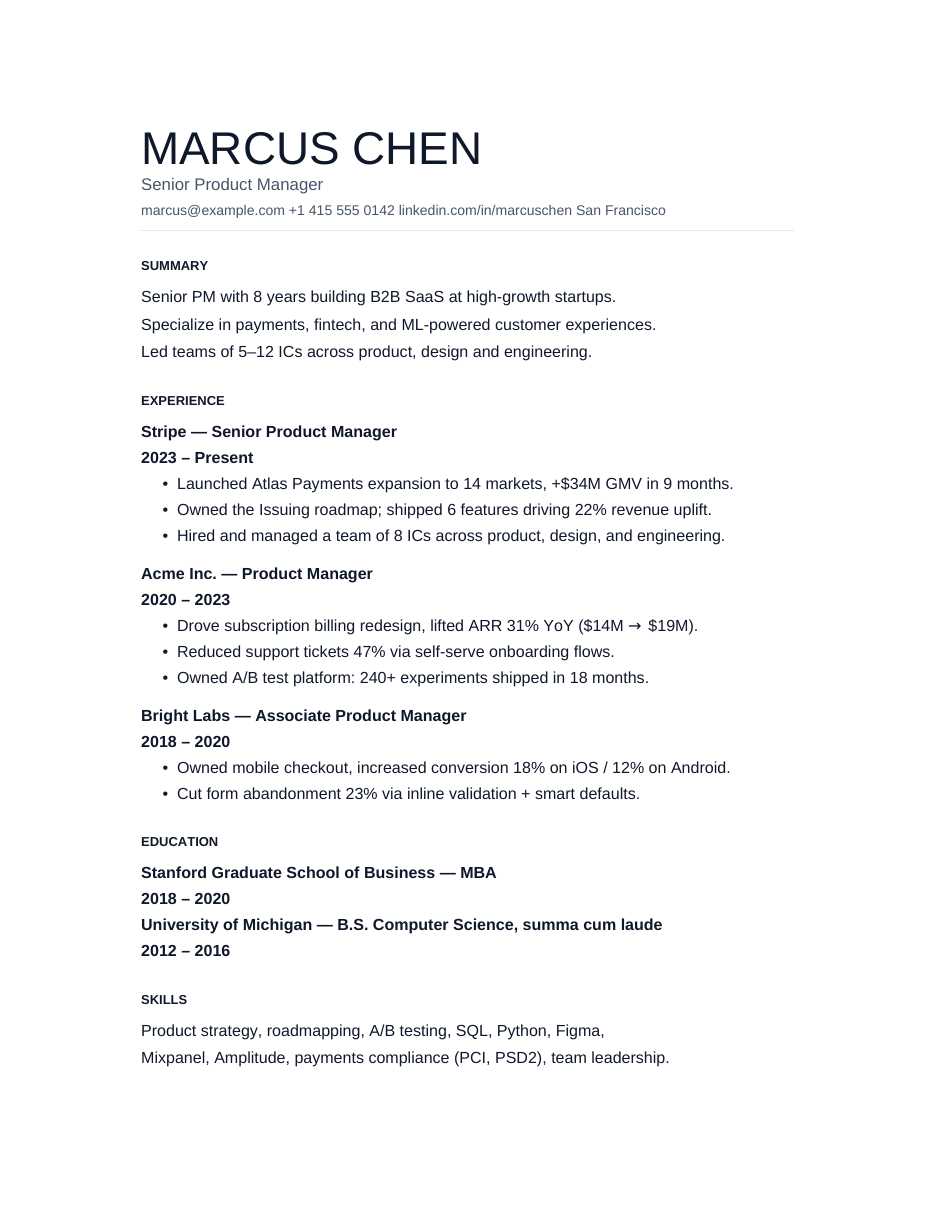swiss resume template